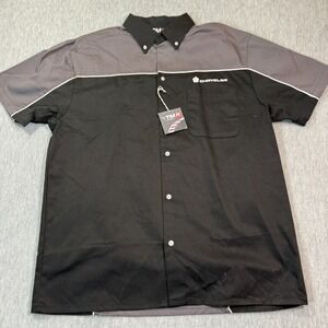 Tri-Mountain Chrysler Shirt Men's Large Black Gray Mechanic Work Uniform Button